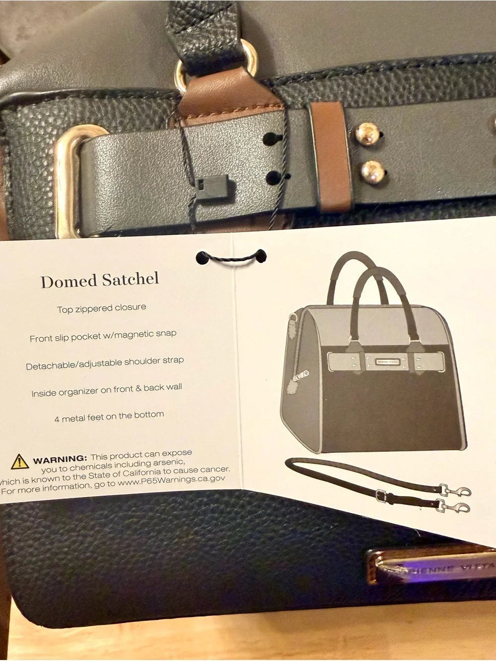 Adrienne Vittadini Domed Satchel Black Gray Brown NWT $190